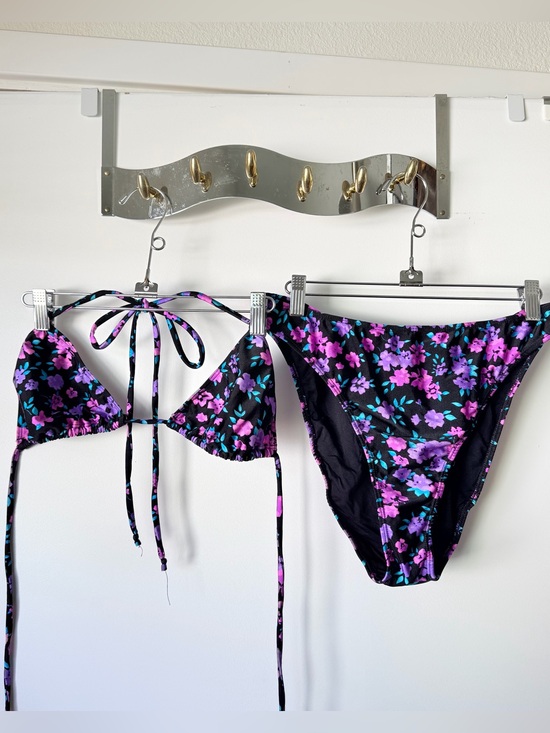 Mirror Palais Other - Mirror Palais Black Floral Print Triangle Bikini